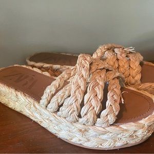Zara Platform Raffia Sandals